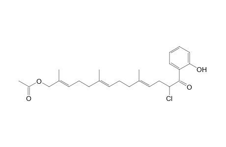 4,8,12-Tetradecatrien-1-one, 14-(acetyloxy)-2-chloro-1-(2-hydroxyphenyl)-5,9,13-trimethyl-, (E,E,E)-
