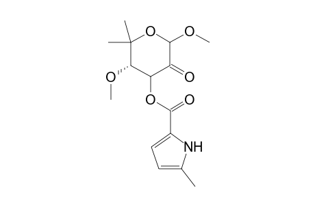 .alpha.-L-threo-Hexopyranosid-2-ulose, methyl 6-deoxy-5-C-methyl-4-O-methyl-, 5-methyl-1H-pyrrole-2-carboxylate