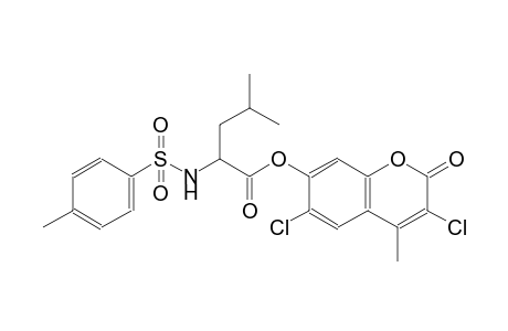 3,6-dichloro-4-methyl-2-oxo-2H-chromen-7-yl (2S)-4-methyl-2-{[(4-methylphenyl)sulfonyl]amino}pentanoate