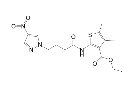 3-Thiophenecarboxylic acid, 4,5-dimethyl-2-[[4-(4-nitro-1H-pyrazol-1-yl)-1-oxobutyl]amino]-, ethyl ester