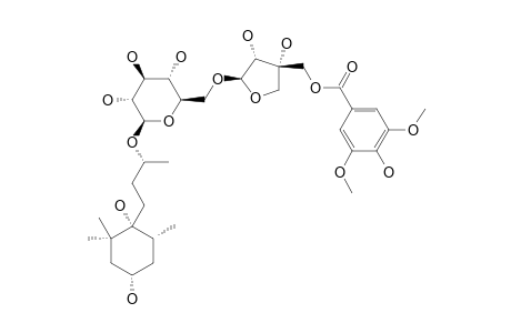 ERYCIBOSIDE_K;9-O-[6-O-(5-O-SYRINGOYL-BETA-D-APIOFURANOSYL)-BETA-D-GLUCOPYRANOSYL]-(3-S,5-R,6-S,9-R)-3,6,9-TRIHYDROXYMEGASTIGMANE