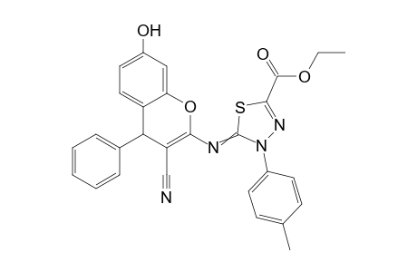 Ethyl 5-((3-cyano-7-hydroxy-4-phenyl-4H-chromen-2-yl)imino)-4-(p-tolyl)-4,5-dihydro-1,3,4-thiadiazole-2-carboxylate