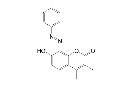 (E)-7-hydroxy-3,4-dimethyl-8-(phenyldiazenyl)-2H-chromen-2-one