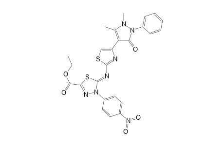 Ethyl 2-(4-(2,3-dimethyl-1-phenyl-5-oxo-pyrazol-4-yl)thiazol-2-ylimino)-3-(4-nitrophenyl)-1,3,4-thiadiazole-5-carboxylate