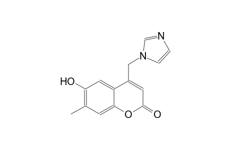 2H-1-benzopyran-2-one, 6-hydroxy-4-(1H-imidazol-1-ylmethyl)-7-methyl-