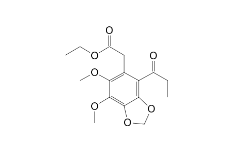 1,3-Benzodioxole-5-acetic acid, 6,7-dimethoxy-4-(1-oxopropyl)-, ethyl ester