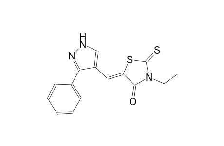 (5Z)-3-ethyl-5-[(3-phenyl-1H-pyrazol-4-yl)methylene]-2-thioxo-1,3-thiazolidin-4-one
