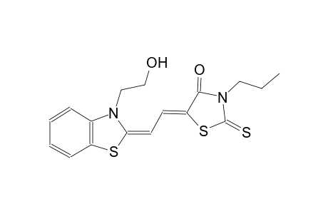 (5Z)-5-[(2E)-2-(3-(2-hydroxyethyl)-1,3-benzothiazol-2(3H)-ylidene)ethylidene]-3-propyl-2-thioxo-1,3-thiazolidin-4-one