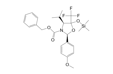 (2S,4S,5R/S)-N-(BENZYLOXYCARBONYL)-4-ISOPROPYL-2-(4'-METHOXYPHENYL)-5-(TRIFLUOROMETHYL)-5-[(TRIMETHYLSILYL)-OXY]-1,3-OXAZOLIDINE