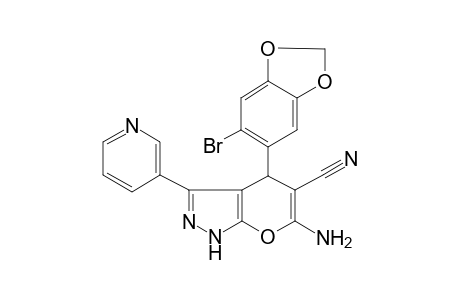 6-Amino-4-(6-bromo-1,3-benzodioxol-5-yl)-3-(3-pyridinyl)-2,4-dihydropyrano[2,3-c]pyrazole-5-carbonitrile