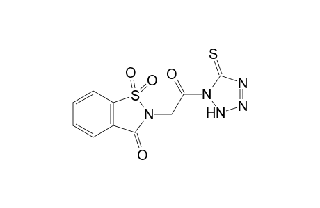 1,1-bis(oxidanylidene)-2-[2-oxidanylidene-2-(5-sulfanylidene-2H-1,2,3,4-tetrazol-1-yl)ethyl]-1,2-benzothiazol-3-one