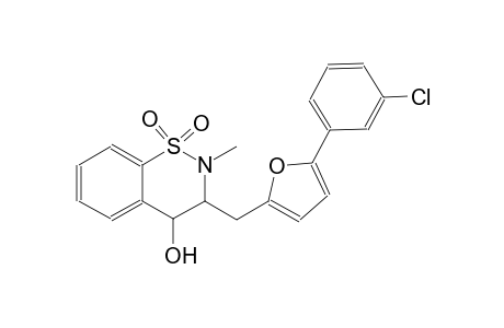 2H-1,2-benzothiazin-4-ol, 3-[[5-(3-chlorophenyl)-2-furanyl]methyl]-3,4-dihydro-2-methyl-, 1,1-dioxide