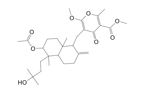 Methyl 5-([6-(acetyloxy)-5-(3-hydroxy-3-methylbutyl)-5,8a-dimethyl-2-methylenedecahydro-1-naphthalenyl]methyl)-6-methoxy-2-methyl-4-oxo-4H-pyran-3-carboxylate