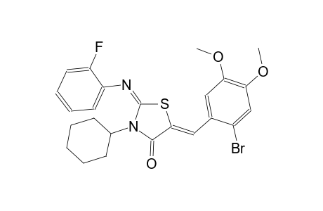 (2E,5Z)-5-(2-bromo-4,5-dimethoxybenzylidene)-3-cyclohexyl-2-[(2-fluorophenyl)imino]-1,3-thiazolidin-4-one