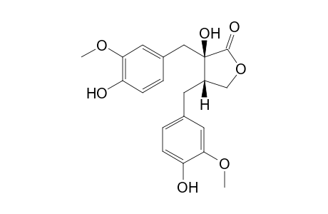 (3R,4S)-3,4-bis[(3-methoxy-4-oxidanyl-phenyl)methyl]-3-oxidanyl-oxolan-2-one