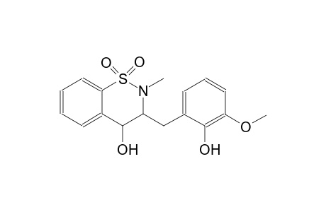 2H-1,2-benzothiazin-4-ol, 3,4-dihydro-3-[(2-hydroxy-3-methoxyphenyl)methyl]-2-methyl-, 1,1-dioxide