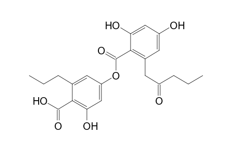 Benzoic acid, 2,4-dihydroxy-6-(2-oxopentyl)-, 4-carboxy-3-hydroxy-5-propylphenyl ester
