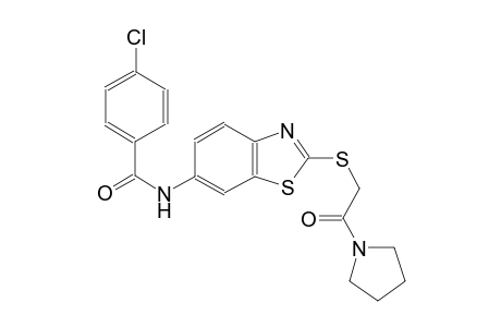 4-chloro-N-(2-{[2-oxo-2-(1-pyrrolidinyl)ethyl]sulfanyl}-1,3-benzothiazol-6-yl)benzamide