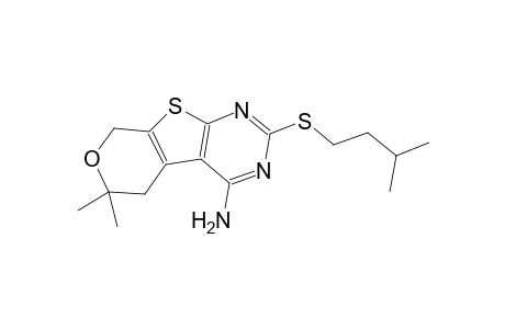 2-(isopentylsulfanyl)-6,6-dimethyl-5,8-dihydro-6H-pyrano[4',3':4,5]thieno[2,3-d]pyrimidin-4-amine