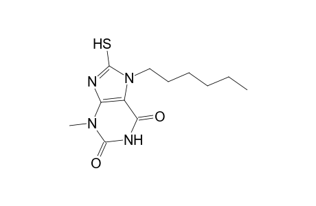 7-Hexyl-3-methyl-8-sulfanyl-3,7-dihydro-1H-purine-2,6-dione