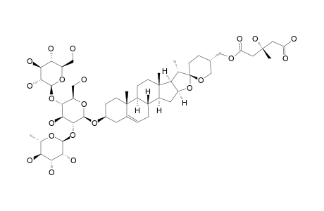 #3;(25R)-27-O-[(S)-3-HYDROXY-3-METHYLGLUTARYL]-SPIROST-5-ENE-3-BETA,27-DIOL-3-O-[O-ALPHA-L-RHAMNOPYRANOSYL-(1->2)-O-[BETA-D-GLUCOPYRANOSYL-(1->4)]-BETA-D-GLUCO