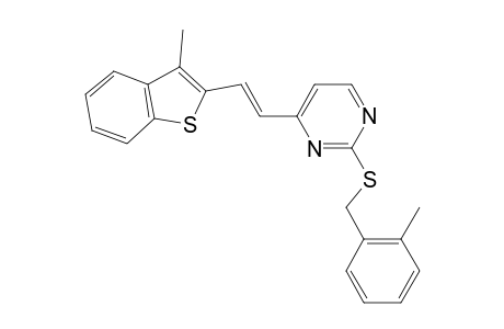 4-[(E)-2-(3-methyl-1-benzothiophen-2-yl)ethenyl]-2-[(2-methylphenyl)methylsulfanyl]pyrimidine