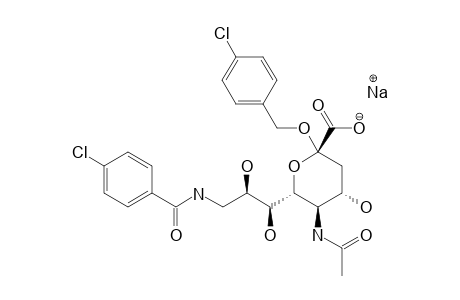 SODIUM_(4-CHLOROBENZYL_5-ACETAMIDO-9-(4-CHLOROBENZAMIDO)-3,5,9-TRIDEOXY-D-GLYCERO-ALPHA-D-GALACTO-2-NONULOPYRANOSID)-ONATE