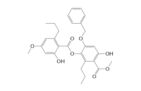 Benzoic acid, 6-hydroxy-3-[(2-hydroxy-4-methoxy-6-propylbenzoyl)oxy]-4-(phenylmethoxy)-2-propyl-, methyl ester