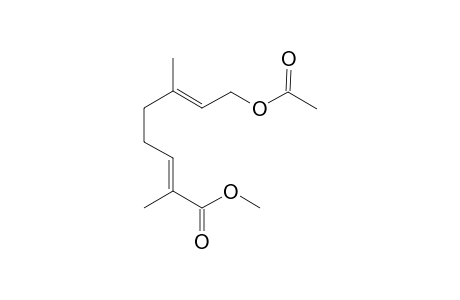 Methyl 6-methylocta-2,6-dien-8-acetate-2-carboxylate (.ommaga.-Methoxycarbonylgeraniol dev.)