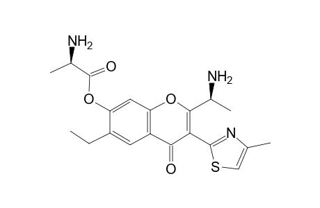 2-Amino-propionic acid 2-(1-amino-ethyl)-6-ethyl-3-(4-methyl-thiazol-2-yl)-4-oxo-4H-chromen-7-yl ester