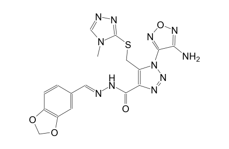 1-(4-amino-1,2,5-oxadiazol-3-yl)-N'-[(E)-1,3-benzodioxol-5-ylmethylidene]-5-{[(4-methyl-4H-1,2,4-triazol-3-yl)sulfanyl]methyl}-1H-1,2,3-triazole-4-carbohydrazide