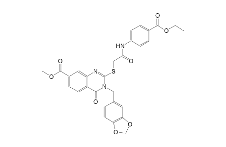 7-quinazolinecarboxylic acid, 3-(1,3-benzodioxol-5-ylmethyl)-2-[[2-[[4-(ethoxycarbonyl)phenyl]amino]-2-oxoethyl]thio]-3,4-dihydro-4-oxo-, methyl ester