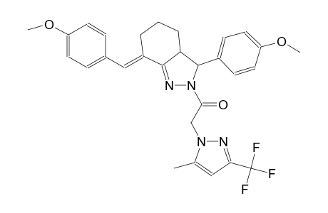 (7E)-7-(4-methoxybenzylidene)-3-(4-methoxyphenyl)-2-{[5-methyl-3-(trifluoromethyl)-1H-pyrazol-1-yl]acetyl}-3,3a,4,5,6,7-hexahydro-2H-indazole