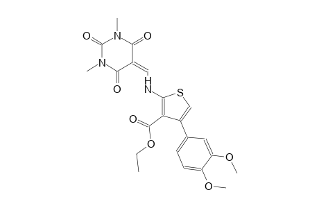 ethyl 4-(3,4-dimethoxyphenyl)-2-{[(1,3-dimethyl-2,4,6-trioxotetrahydro-5(2H)-pyrimidinylidene)methyl]amino}-3-thiophenecarboxylate