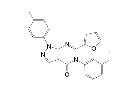 4H-pyrazolo[3,4-d]pyrimidin-4-one, 5-(3-ethylphenyl)-6-(2-furanyl)-1,5-dihydro-1-(4-methylphenyl)-