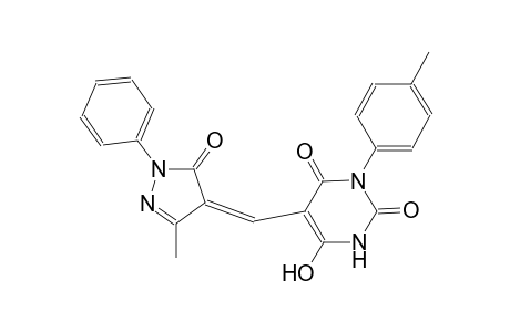 6-hydroxy-5-[(Z)-(3-methyl-5-oxo-1-phenyl-1,5-dihydro-4H-pyrazol-4-ylidene)methyl]-3-(4-methylphenyl)-2,4(1H,3H)-pyrimidinedione