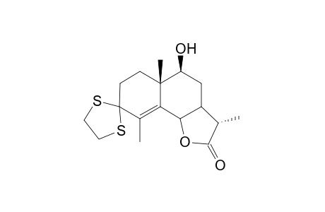 3,3-(1,2-Ethanedithio)-9.beta.-hydroxy-6,7.alpha.H,11.beta.H-eudesm-4-en-6,12-olide