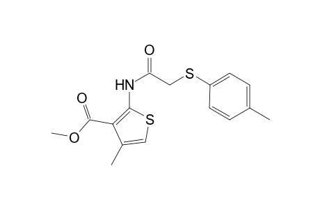 4-methyl-2-[2-(p-tolylthio)acetamido]-3-thiophenecarboxylic acid, methyl ester