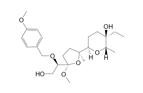 (2S,3R,6R)-6-[(2S,5R*)-5-[(R)-1-[2-hydroxy-1-(4-methoxybenzyloxy)ethyl]-5-methoxy-2-methyltetrahydrofuran-2-yl]-3-ethyl-2-methyltetrahydropyran-3-ol