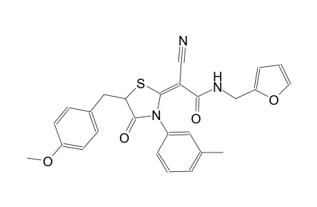 (2E)-2-cyano-N-(2-furylmethyl)-2-[5-(4-methoxybenzyl)-3-(3-methylphenyl)-4-oxo-1,3-thiazolidin-2-ylidene]ethanamide