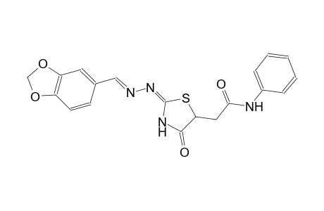 2-{(2E)-2-[(2E)-2-(1,3-benzodioxol-5-ylmethylene)hydrazono]-4-oxo-1,3-thiazolidin-5-yl}-N-phenylacetamide