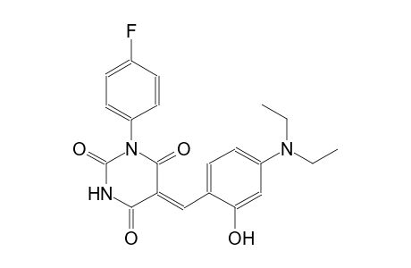 (5Z)-5-[4-(diethylamino)-2-hydroxybenzylidene]-1-(4-fluorophenyl)-2,4,6(1H,3H,5H)-pyrimidinetrione