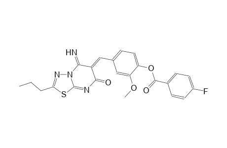 benzoic acid, 4-fluoro-, 4-[(Z)-(5-imino-7-oxo-2-propyl-5H-[1,3,4]thiadiazolo[3,2-a]pyrimidin-6(7H)-ylidene)methyl]-2-methoxyphenyl ester