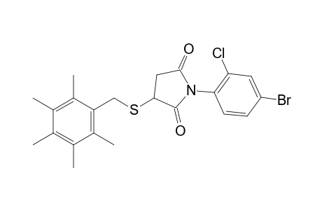N-(4-bromo-2-chlorophenyl)-2-[(2,3,4,5,6-pentamethylbenzyl)thio]succinimide