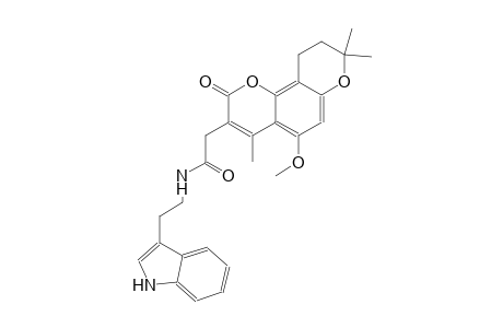 N-(2-(1H-indol-3-yl)ethyl)-2-(5-methoxy-4,8,8-trimethyl-2-oxo-2,8,9,10-tetrahydropyrano[2,3-f]chromen-3-yl)acetamide