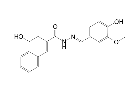 (2E)-2-(2-hydroxyethyl)-N'-[(E)-(4-hydroxy-3-methoxyphenyl)methylidene]-3-phenyl-2-propenohydrazide