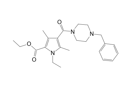 1H-Pyrrole-2-carboxylic acid, 1-ethyl-3,5-dimethyl-4-[[4-(phenylmethyl)-1-piperazinyl]carbonyl]-, ethyl ester