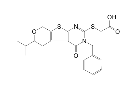 2-[(3-benzyl-6-isopropyl-4-oxo-3,5,6,8-tetrahydro-4H-pyrano[4',3':4,5]thieno[2,3-d]pyrimidin-2-yl)sulfanyl]propanoic acid