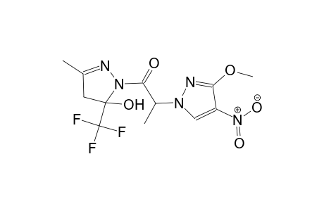 1-[2-(3-methoxy-4-nitro-1H-pyrazol-1-yl)propanoyl]-3-methyl-5-(trifluoromethyl)-4,5-dihydro-1H-pyrazol-5-ol