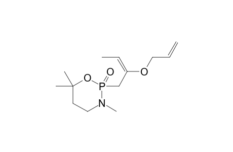 (E)-N-Methyl-6,6-dimethyl-2-oxo-[2'-(2-propenyloxy)-2'-butenyl]-1,3,2-oxazaphosphorinane